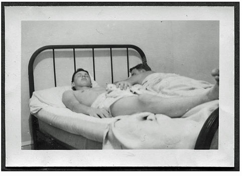 two men in bed, gay interest, vintage photo